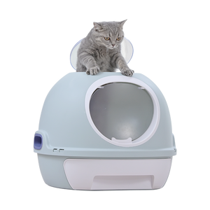 Yes4pets Hooded Cat Toilet Litter Box Tray House With Drawer & Scoop Blue