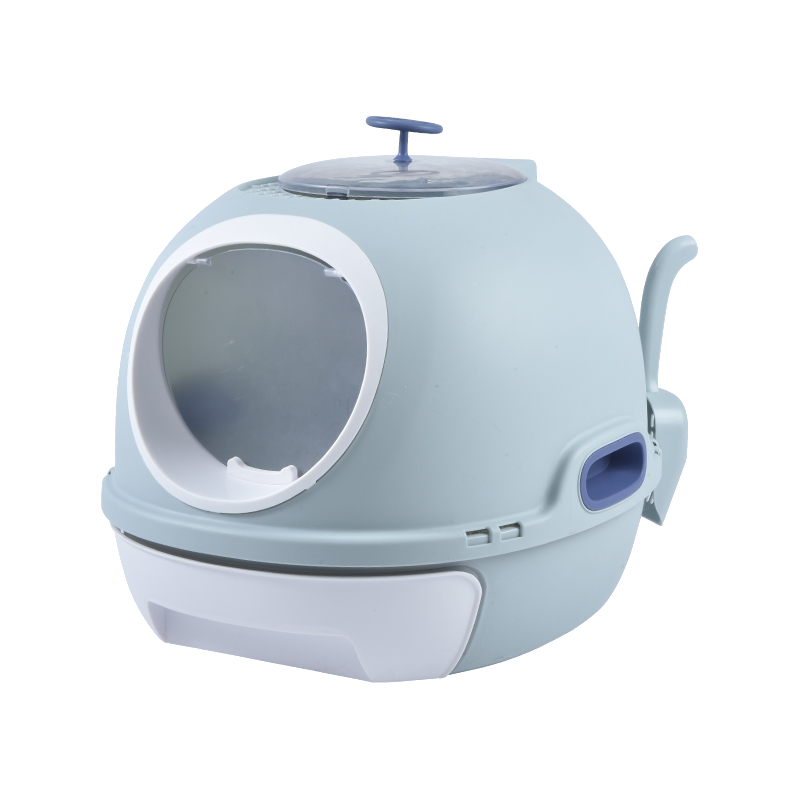 Yes4pets Hooded Cat Toilet Litter Box Tray House With Drawer & Scoop Blue