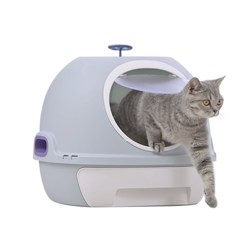 Yes4pets Hooded Cat Toilet Litter Box Tray House With Drawer & Scoop Blue