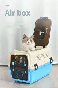 Yes4pets Large Dog Cat Crate Pet Rabbit Carrier Travel Cage With Tray & Window Blue