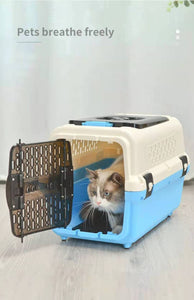 Yes4pets Large Dog Cat Crate Pet Rabbit Carrier Travel Cage With Tray & Window Blue