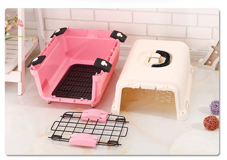 Yes4pets Portable Plastic Dog Cat Pet Pets Carrier Travel Cage With Tray-Pink