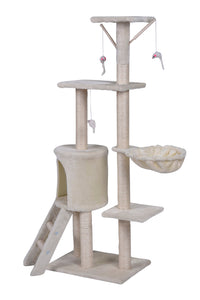 138Cm Cat Scratching Post Tree House Tower With Ladder-Beige