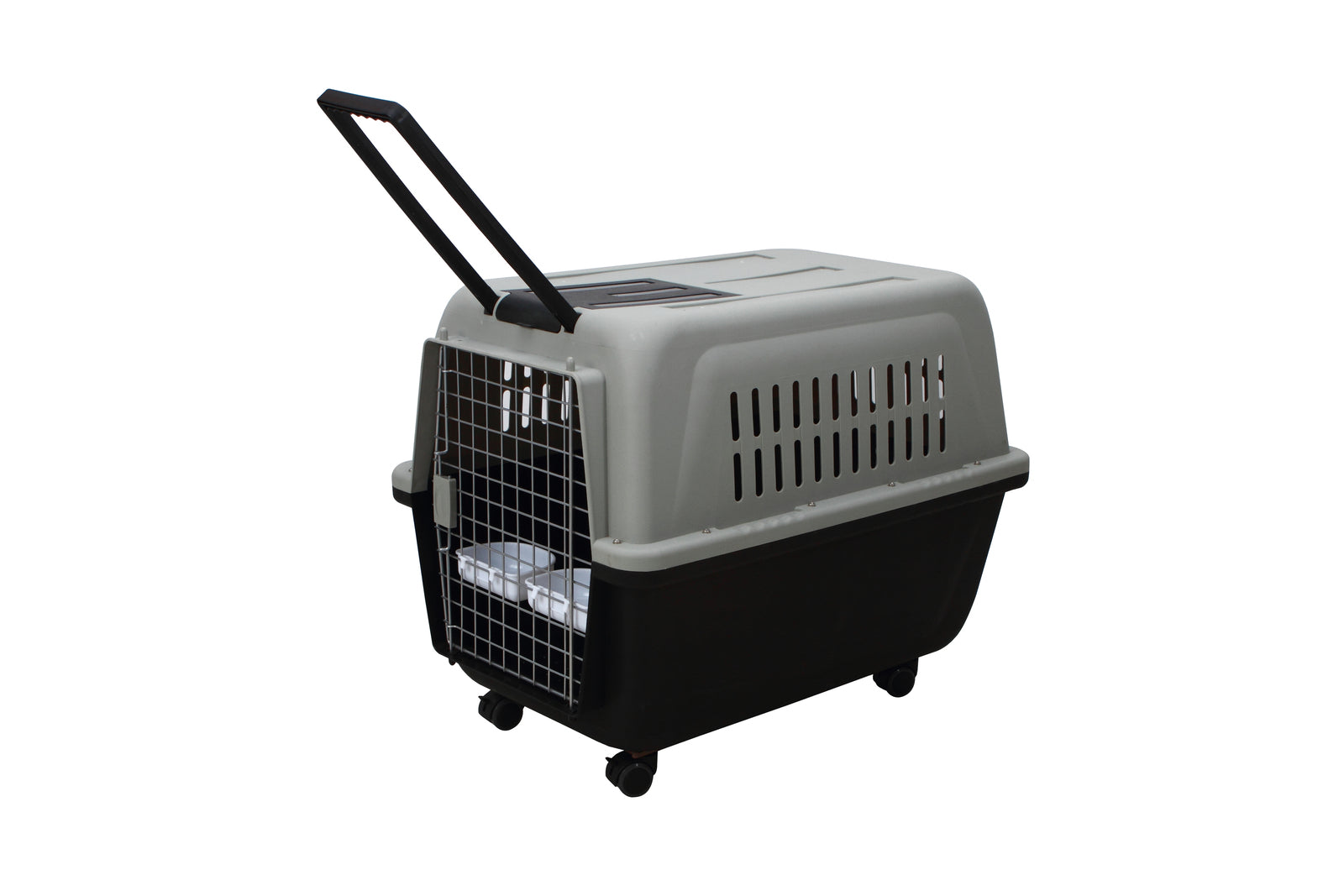 Yes4pets Large Plastic Kennels Pet Carrier Dog Cat Cage Crate With Handle And Wheel Black