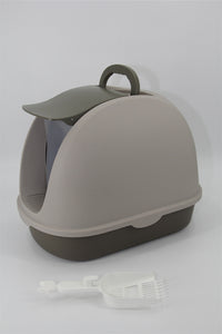 Yes4pets Portable Hooded Cat Toilet Litter Box Tray House With Scoop And Grid Brown