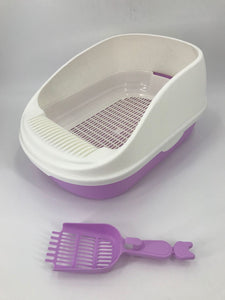 Yes4pets Large Portable Cat Toilet Litter Box Tray With Scoop And Grid Purple