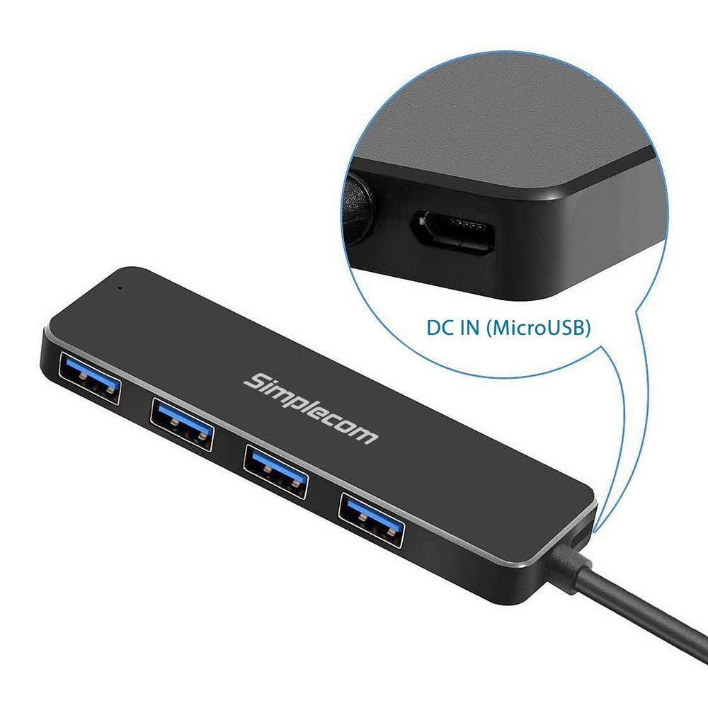 Simplecom Ch342 Usb 3.0 (Usb 3.2 Gen 1) Superspeed Port Hub For Pc Laptop