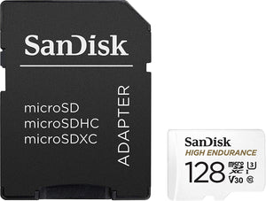 Sandisk High Endurance Microsdhc Card Sqqnr 128G Uhs-I C10 U3 V30 100Mb/S R 40Mb/S W Sd Adaptor Sdsqqnr-128G-Gn6ia