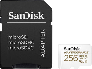 Sandisk Max Endurance Microsdxc Card Sqqvr 256G (120 000 Hrs) Uhs-I C10 U3 V30 100Mb/S R 40Mb/S W Sd Adaptor Sdsqqvr-256