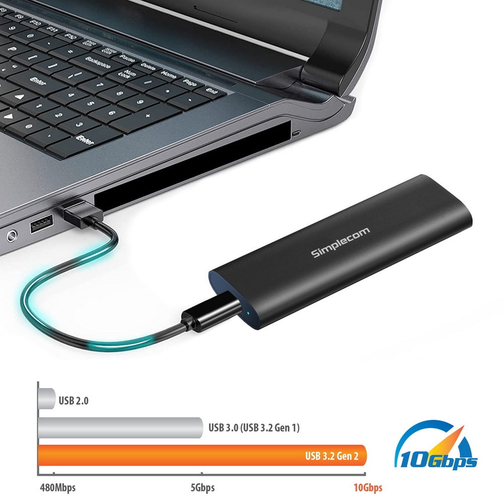 Simplecom Se516 Nvme / Sata Dual Protocol M.2 Ssd Tool-Free Usb-C Enclosure 3.2 Gen 10Gbps