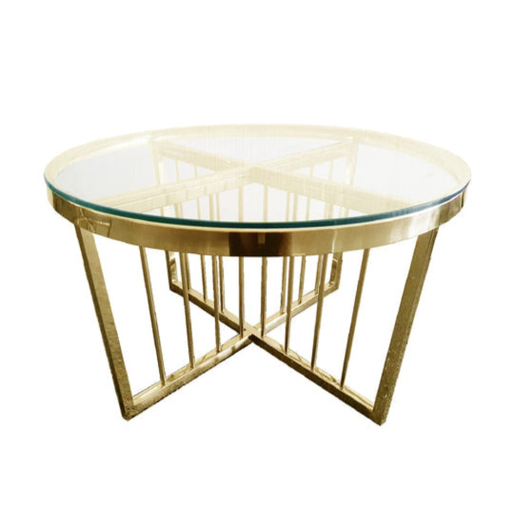 Salina Coffee Table -Cleartop 80Cm Gold