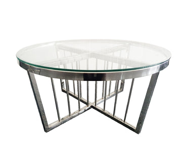 Salina Coffee Table -Clear Top 95Cm Silver