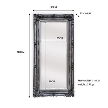 Lux French Provincial Ornate Mirror - Black