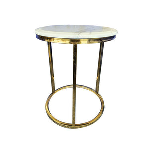 Kelly Side Table - White On Gold 45Cm