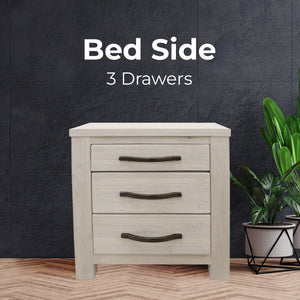 Foxglove Bedside Tables 3 Drawers Storage Cabinet Shelf Side End - White