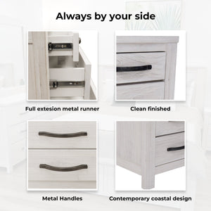 Foxglove Bedside Tables 3 Drawers Storage Cabinet Shelf Side End - White