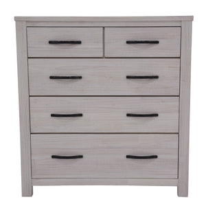 Foxglove Tallboy 5 Chest Of Drawers Solid Ash Wood Bed Storage Cabinet - White