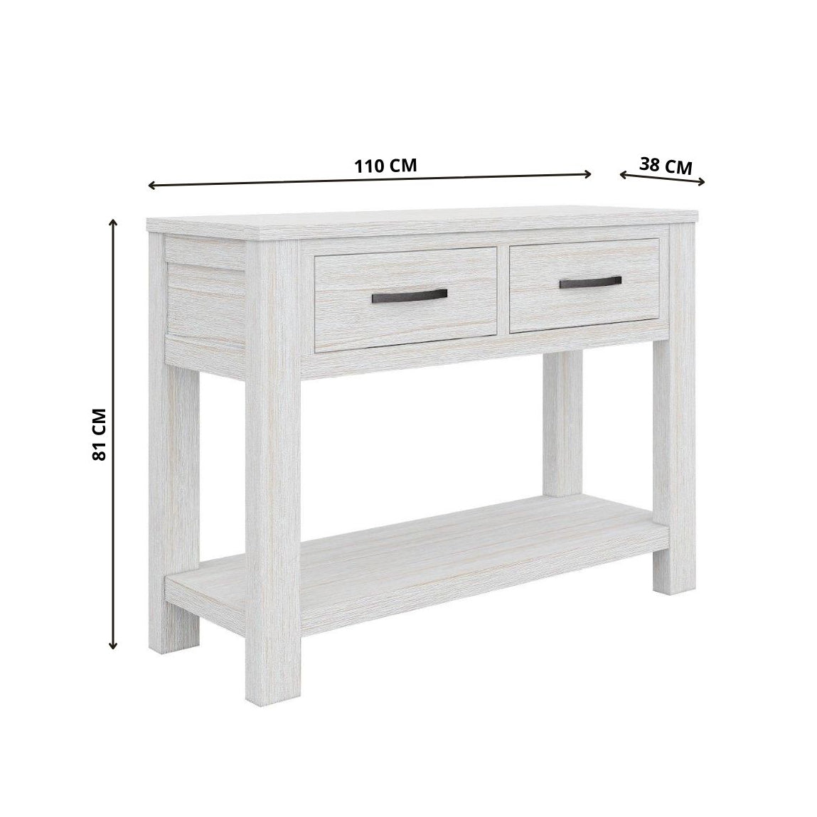 Foxglove Console Hallway Entry Table 110Cm Solid Mt Ash Timber Wood - White