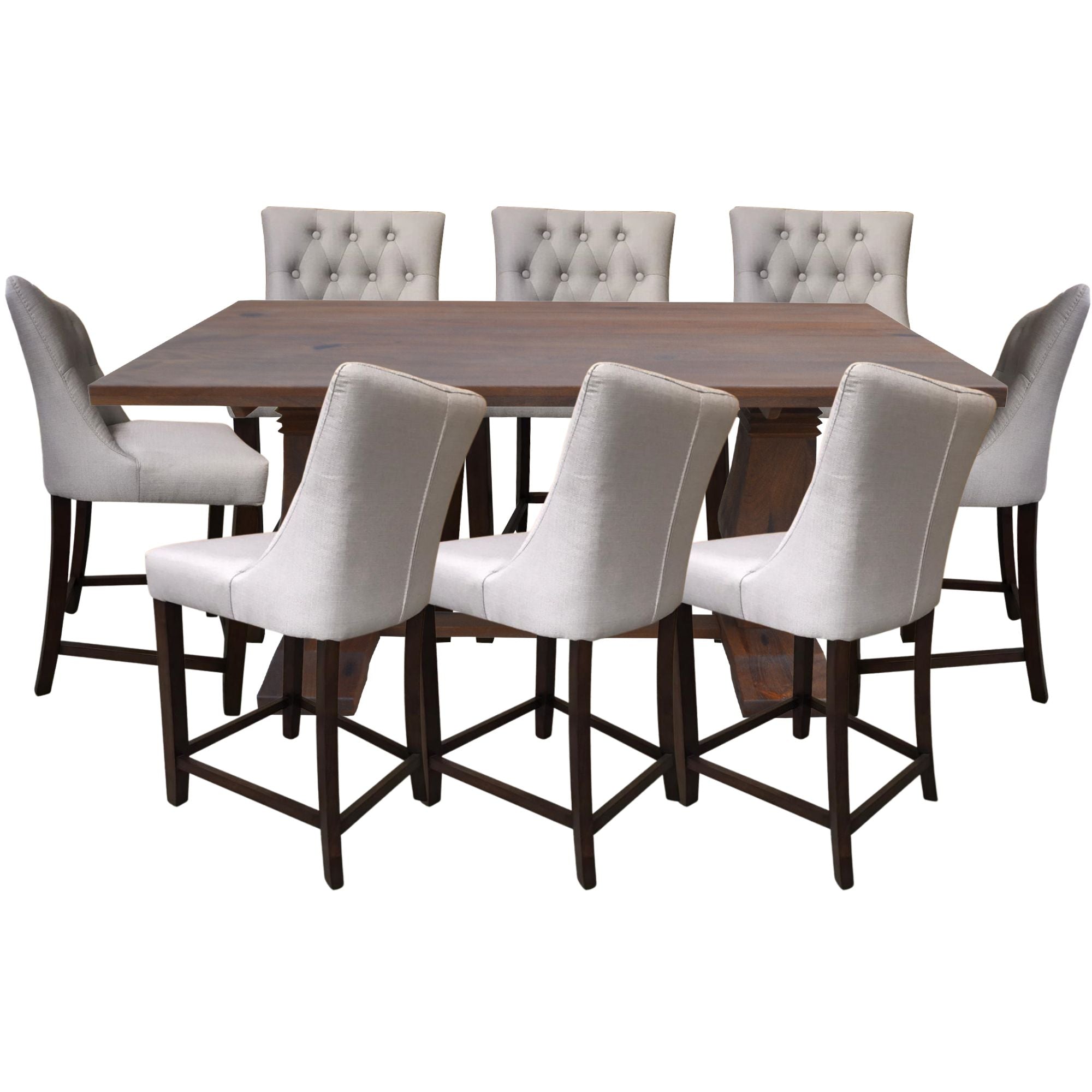 Florence 9Pc High Dining Table Set 200Cm 8 Fabric Chair French Provincial