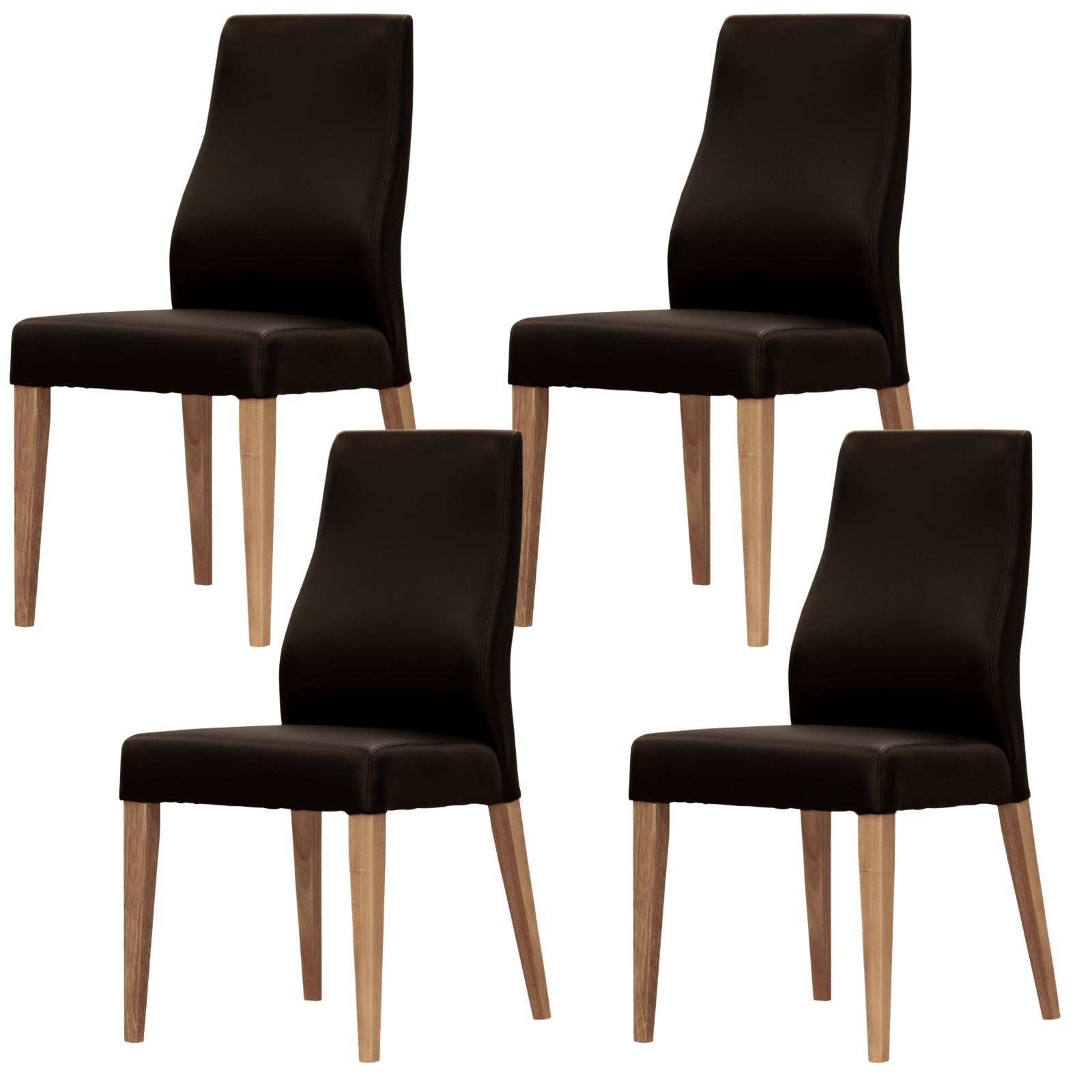 Rosemallow Dining Chair Set Of 4 Pu Leather Seat Solid Messmate Timber - Black