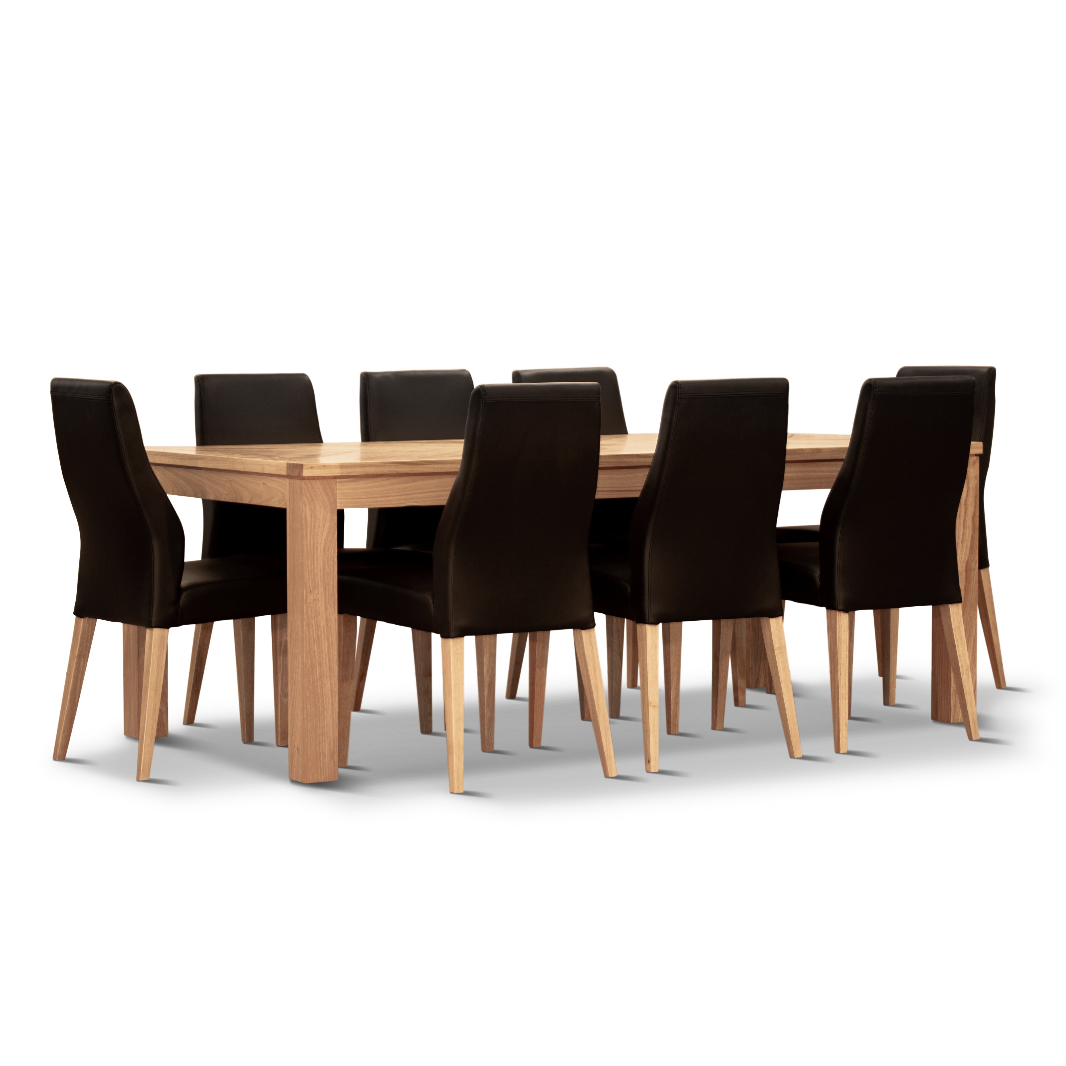 Rosemallow Dining Chair Set Of 4 Pu Leather Seat Solid Messmate Timber - Black