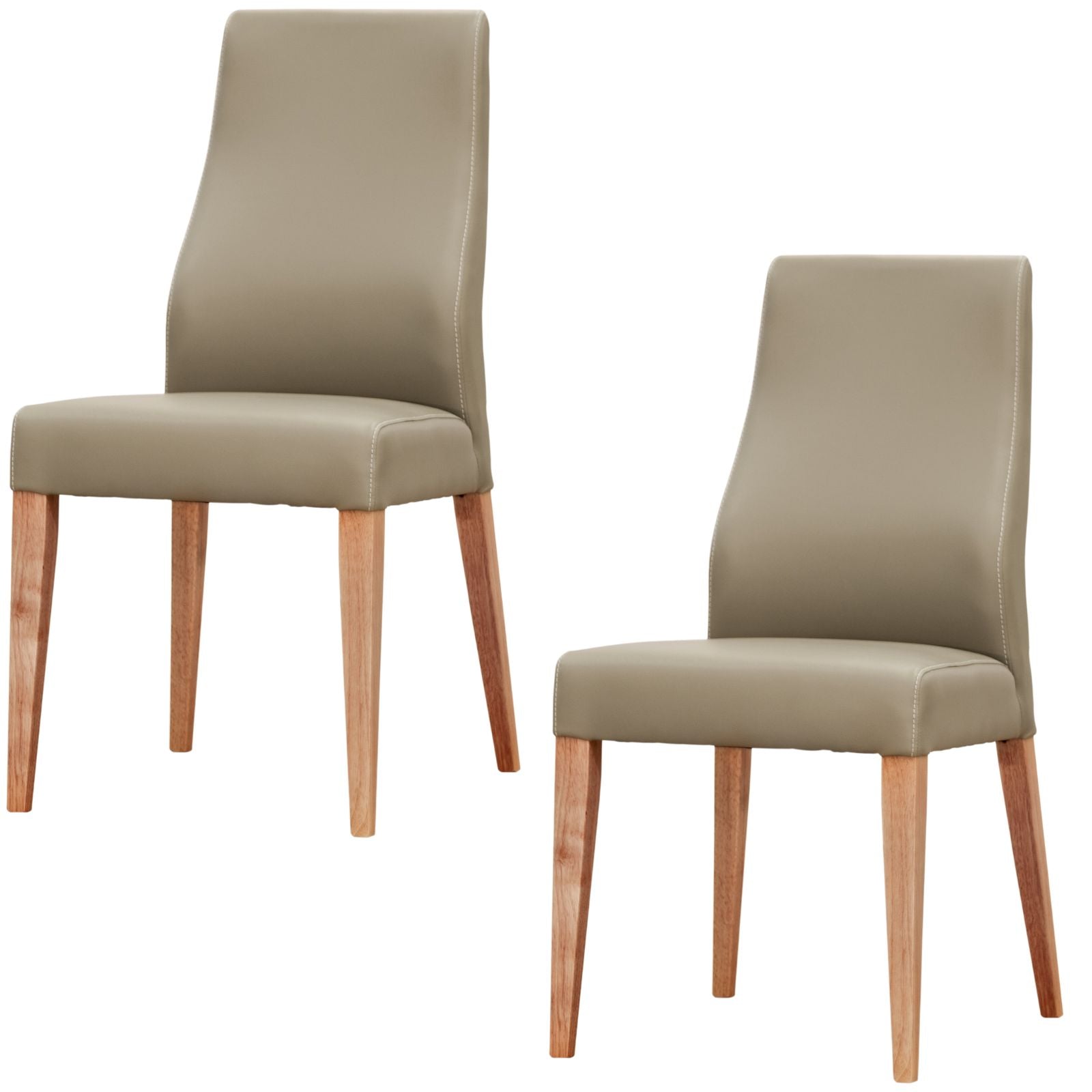 Rosemallow Dining Chair Set Of 2 Pu Leather Seat Solid Messmate Timber - Silver