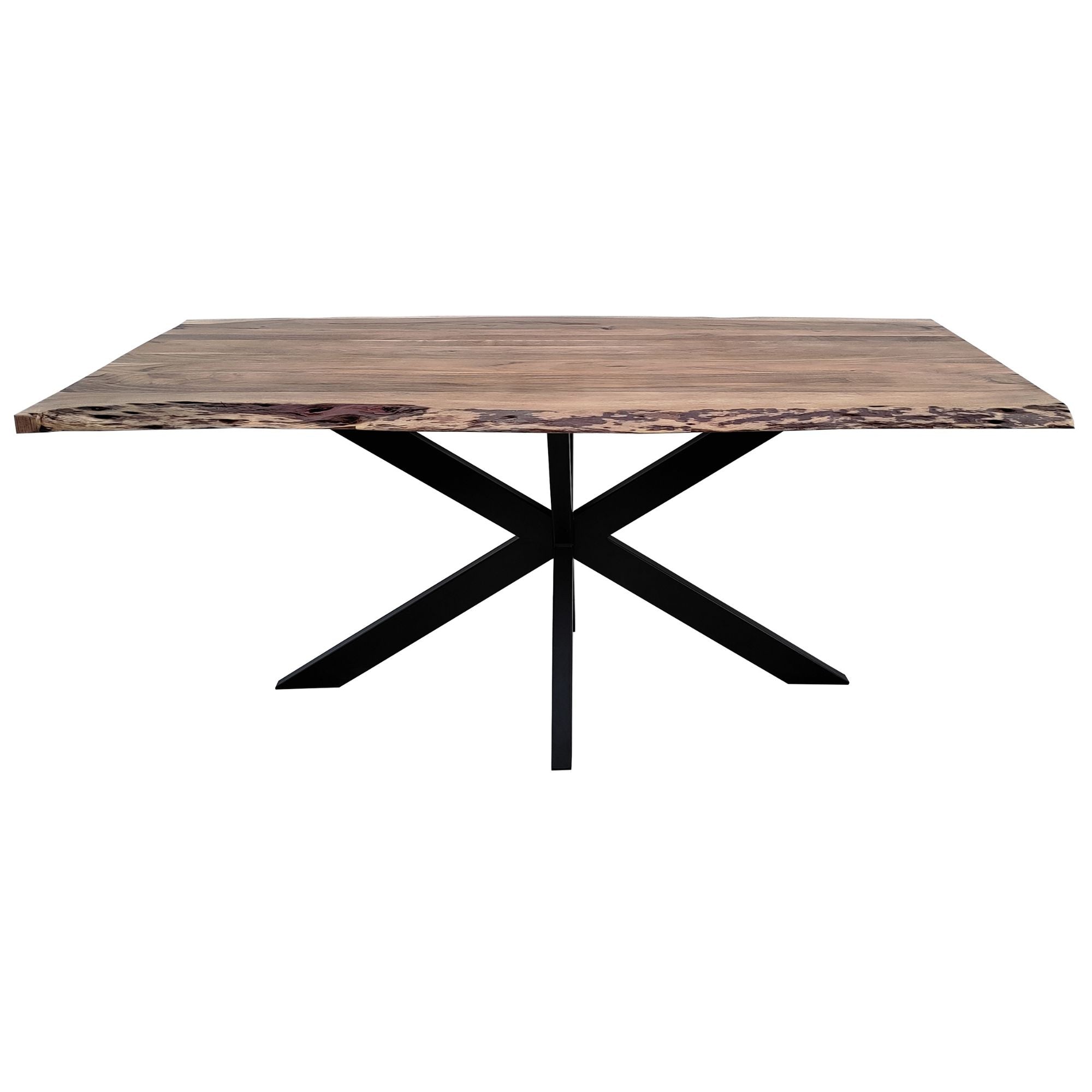 Lantana Dining Table 180Cm Live Edge Solid Acacia Timber Wood Metal Leg -Natural