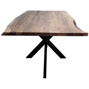 Lantana Dining Table 180Cm Live Edge Solid Acacia Timber Wood Metal Leg -Natural