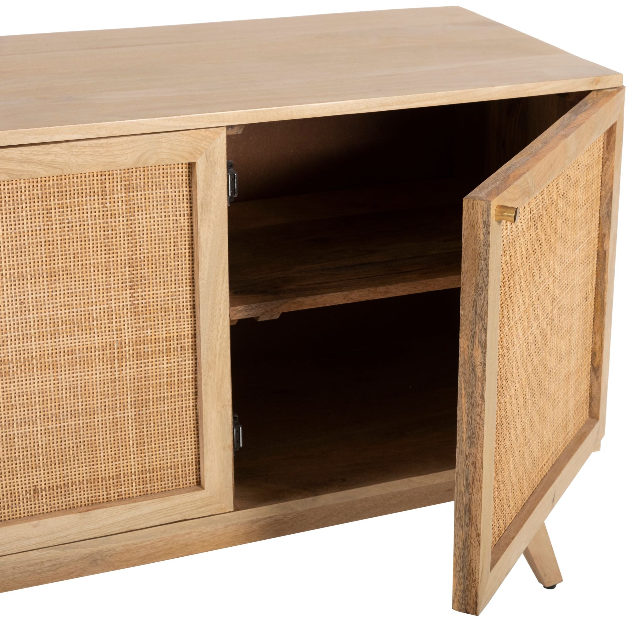 Olearia Buffet Table 150Cm 3 Door Solid Mango Wood Storage Cabinet Natural