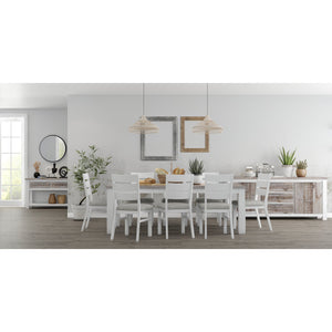 Plumeria Dining Chair Set Of 8 Solid Acacia Wood Furniture - White Brush