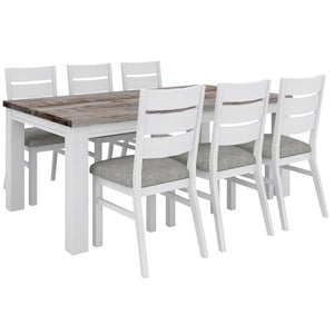 Plumeria Dining Chair Set Of 8 Solid Acacia Wood Furniture - White Brush