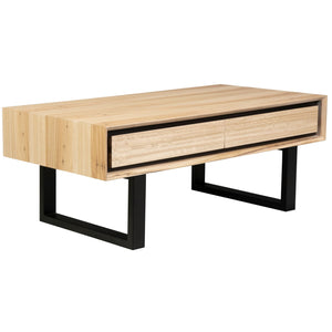 Aconite Coffee Table 120Cm Drawers Solid Messmate Timber Wood - Natural