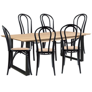 Aconite 7Pc 180Cm Dining Table Set 6 Arched Back Chair Solid Messmate Timber