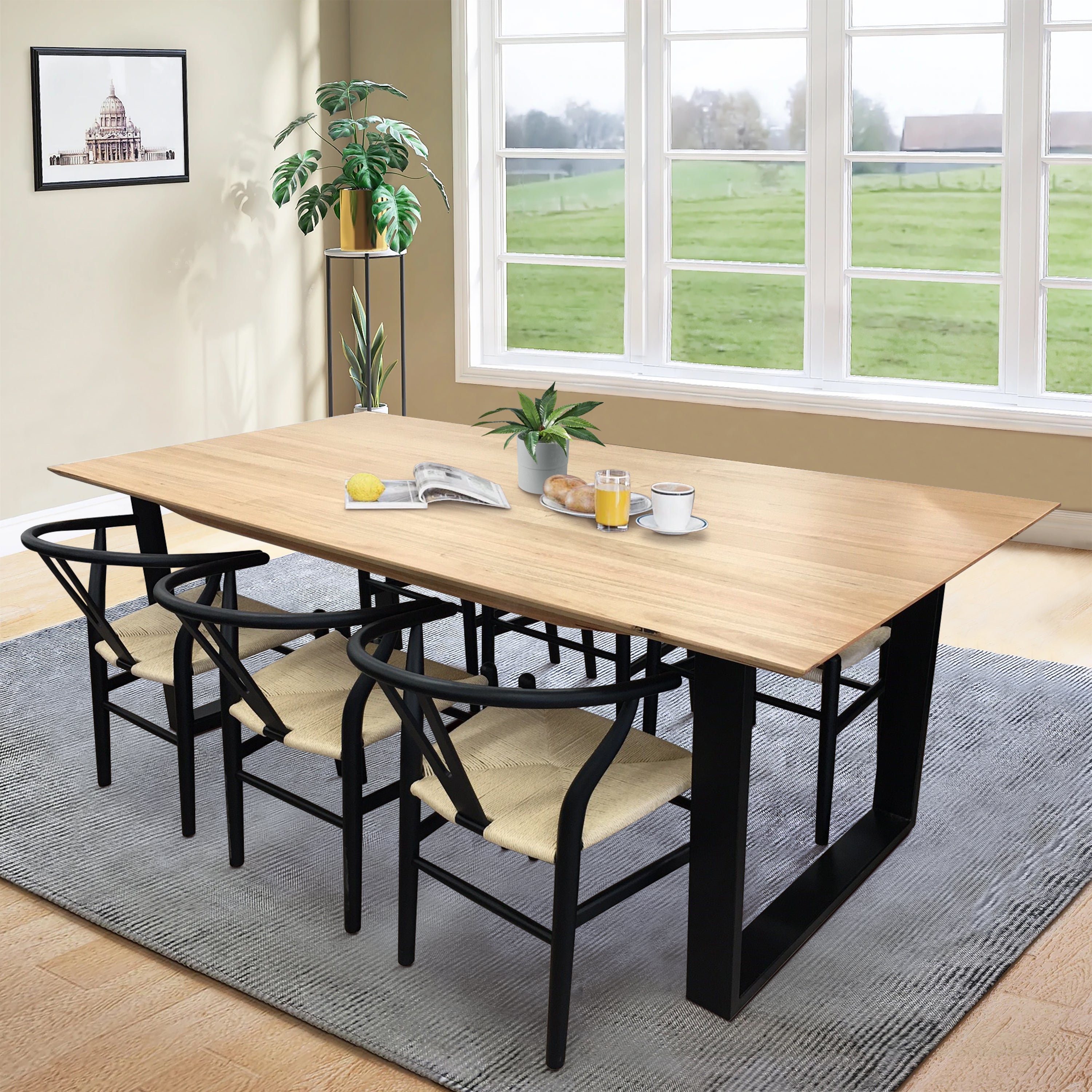 Aconite 9Pc 210Cm Dining Table Set 8 Wishbone Chair Solid Messmate Timber Wood