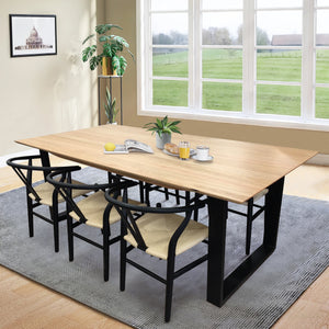 Aconite 9Pc 210Cm Dining Table Set 8 Wishbone Chair Solid Messmate Timber Wood