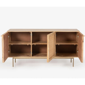 Martina Buffet Table Sideboard 145Cm 3 Door Solid Mango Wood Storage Cabinet