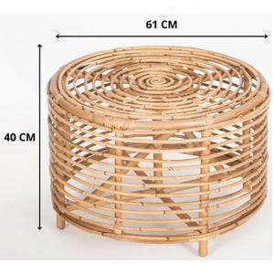 Lilac 61Cm Rattan Round Side Table - Natural