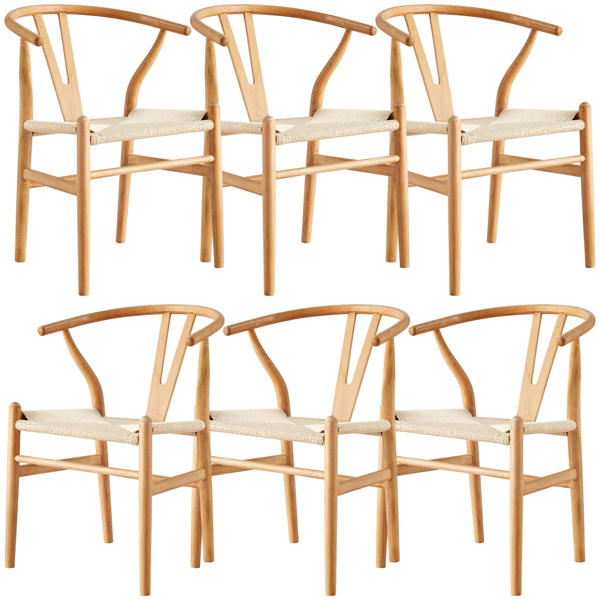 Anemone Set Of 6 Wishbone Dining Chair Beech Timber Replica Hans Wenger Natural