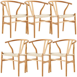 Anemone Set Of 6 Wishbone Dining Chair Beech Timber Replica Hans Wenger Natural