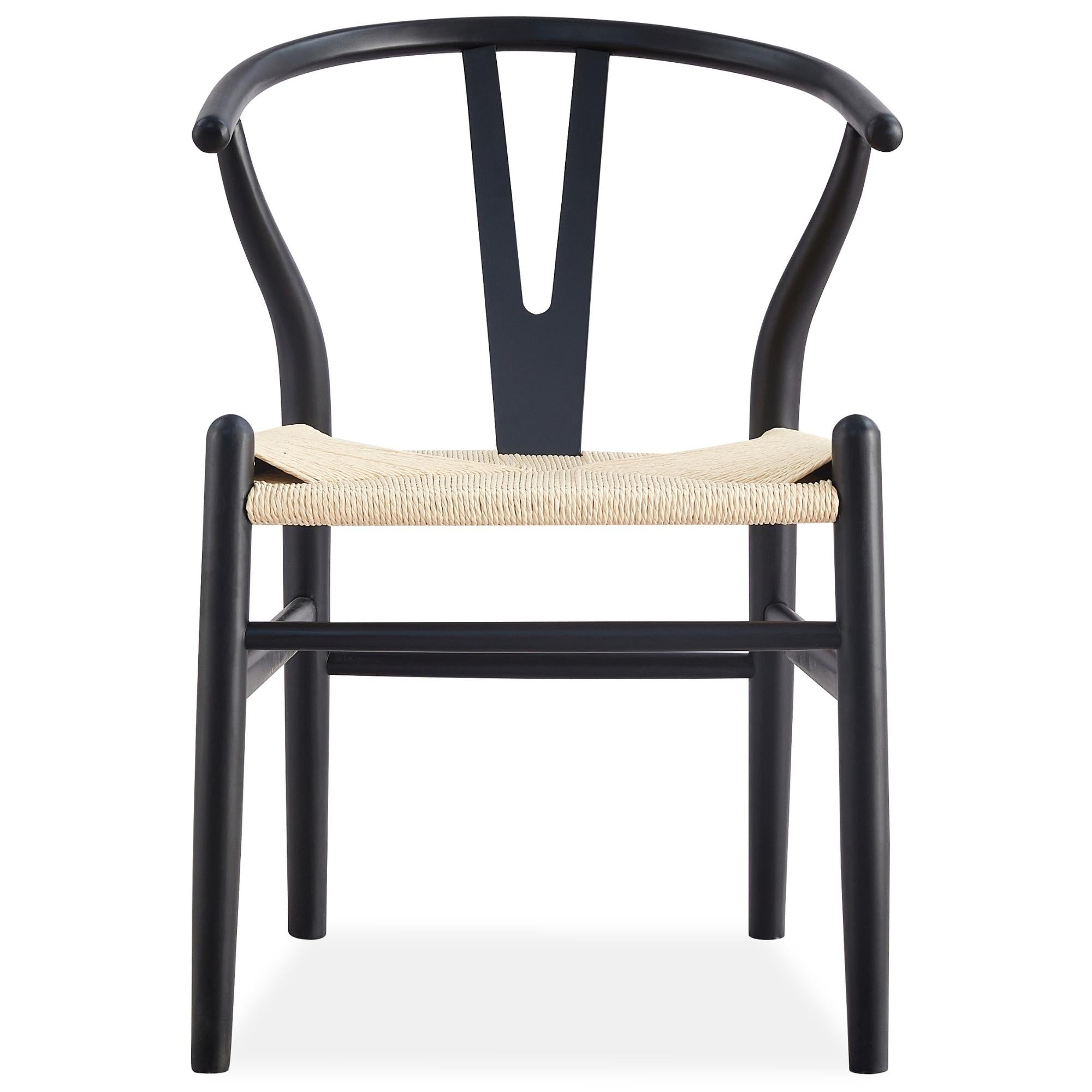 Anemone Set Of 2 Wishbone Dining Chair Beech Timber Replica Hans Wenger - Black