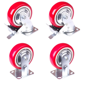 4X 6 Inch Industrial Swivel Brake Locking Caster Castor Wheels Casters 2X Fixed For Cart Furniture Workbench