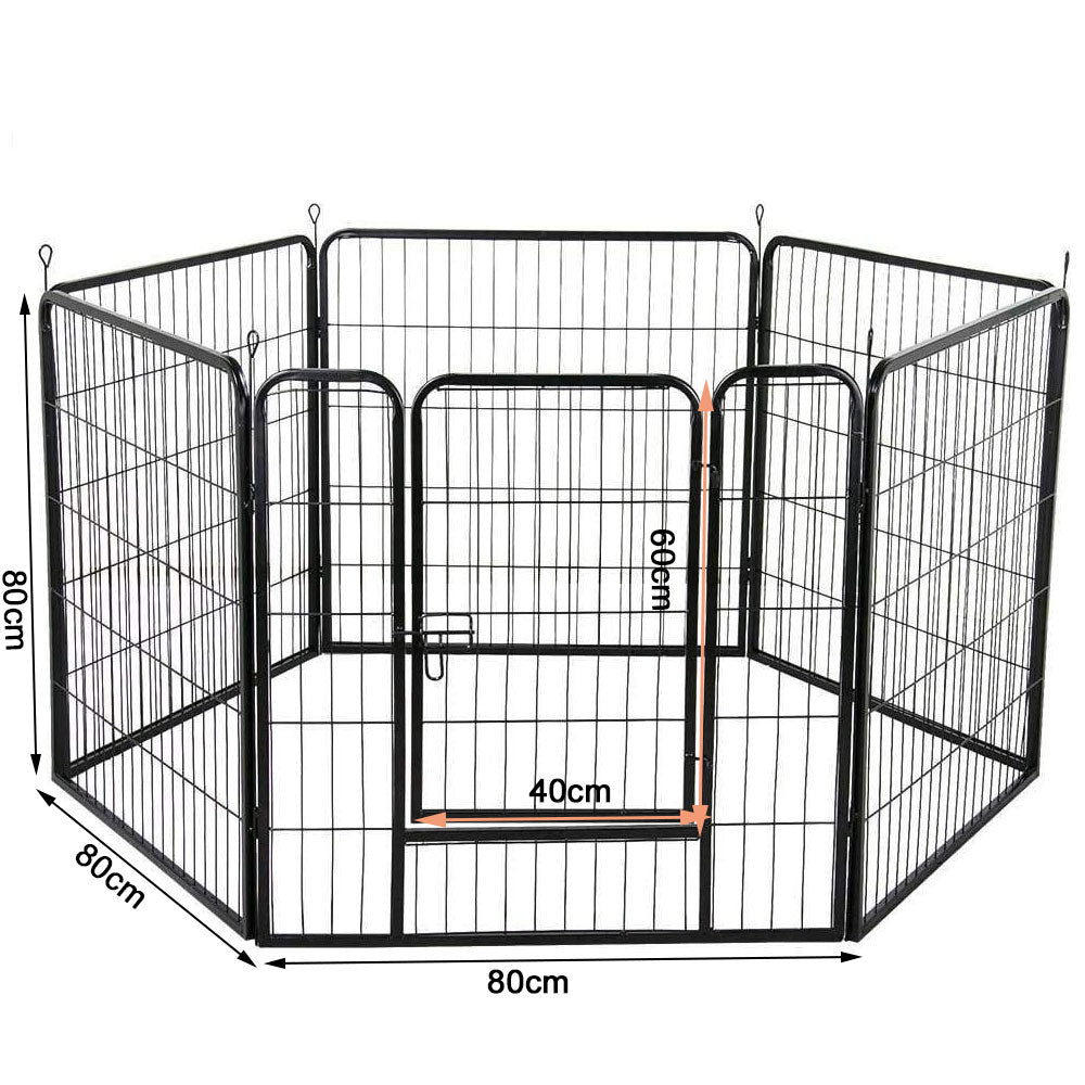 6 Panel Pet Dog Cat Bunny Puppy Play Pen Playpen 80X80cm Exercise Cage Fence