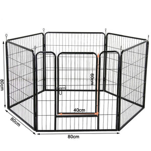 6 Panel Pet Dog Cat Bunny Puppy Play Pen Playpen 80X80cm Exercise Cage Fence