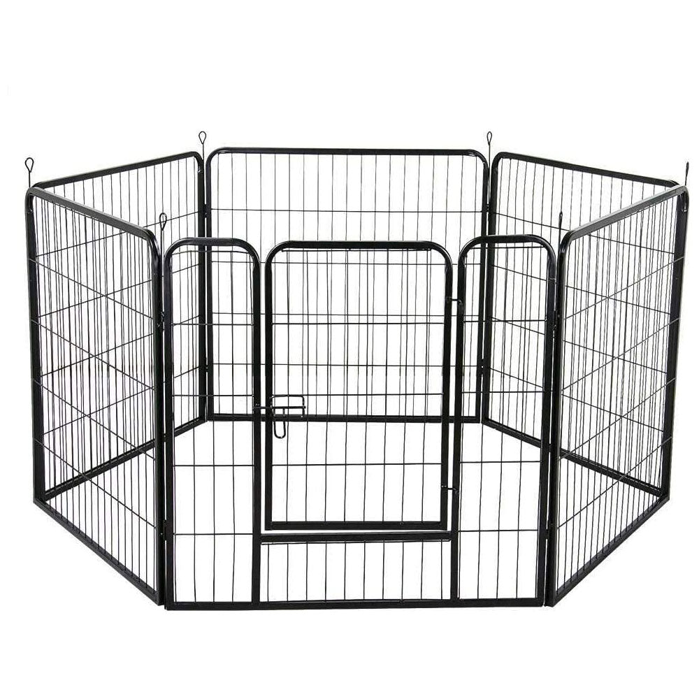 6 Panel Pet Dog Cat Bunny Puppy Play Pen Playpen 80X80cm Exercise Cage Fence