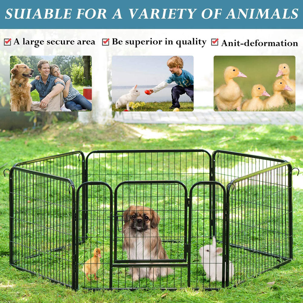 6 Panel Pet Dog Cat Bunny Puppy Play Pen Playpen 80X80cm Exercise Cage Fence