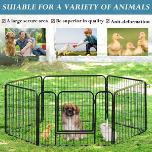 6 Panel Pet Dog Cat Bunny Puppy Play Pen Playpen 80X80cm Exercise Cage Fence