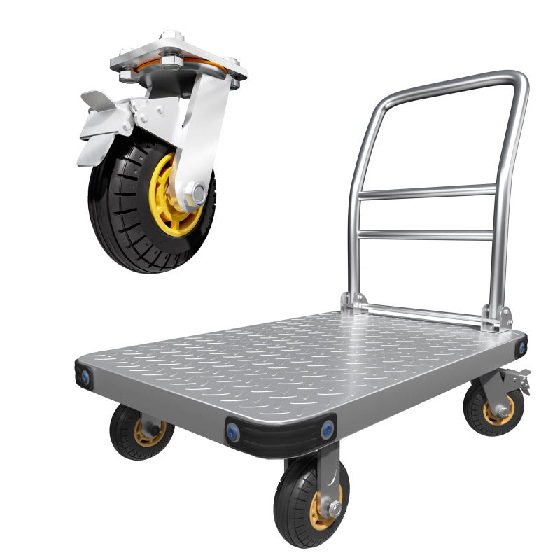 1000Kg Capacity Heavy Duty Foldable Platform Truck Flatbed Push Cart Steel Dolly Trolley Brake