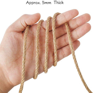 100M Sisal 5Mm Rope Natural Twine Cord Thick Jute Hemp Manila Crafting Home Decor