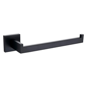 Square Hand Towel Holder Ring Wall Mounted Modern Bar Bathroom Kitchen Black