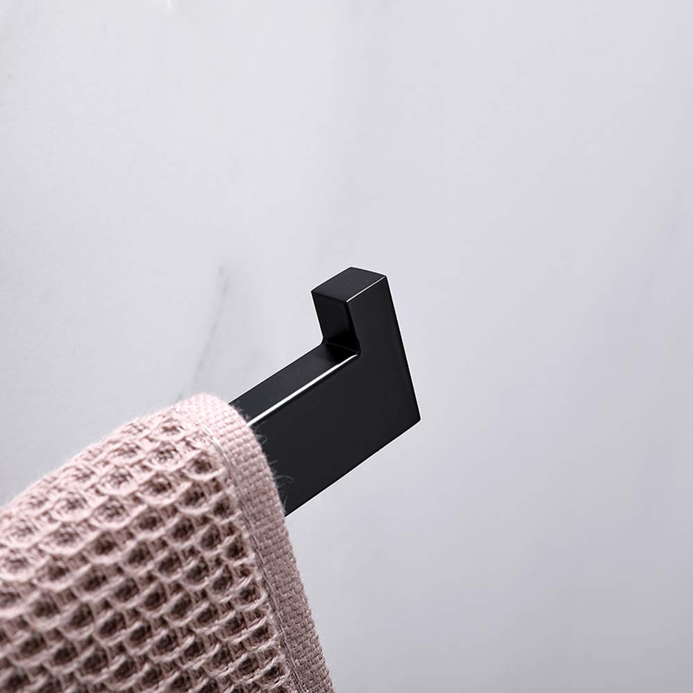 Square Hand Towel Holder Ring Wall Mounted Modern Bar Bathroom Kitchen Black